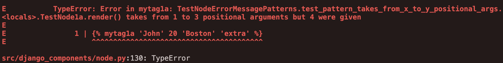 Template position in error message